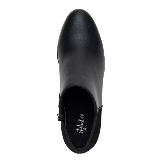 Style & Co Wiley Black Faux Leather Womens Booties 7W - Picture 4 of 10